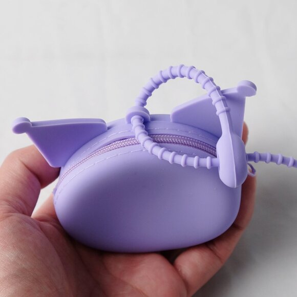 NWT Sanrio Kuromi Purple Silicone Coin Purse w/ Strap | Kawaii Gothic Style - Picture 5 of 5